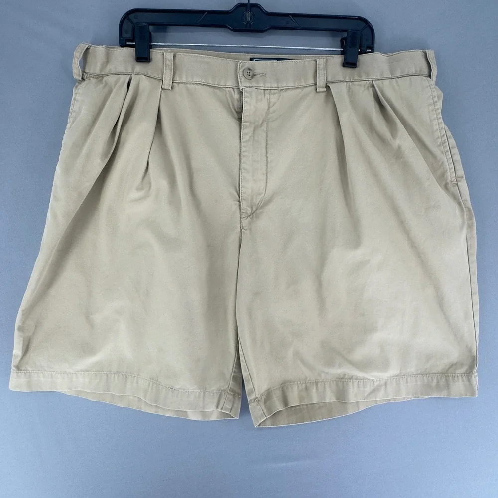 VTG Polo Ralph Lauren Mens Tyler Short Khaki Tan Pleated Cotton Chino Shorts  40